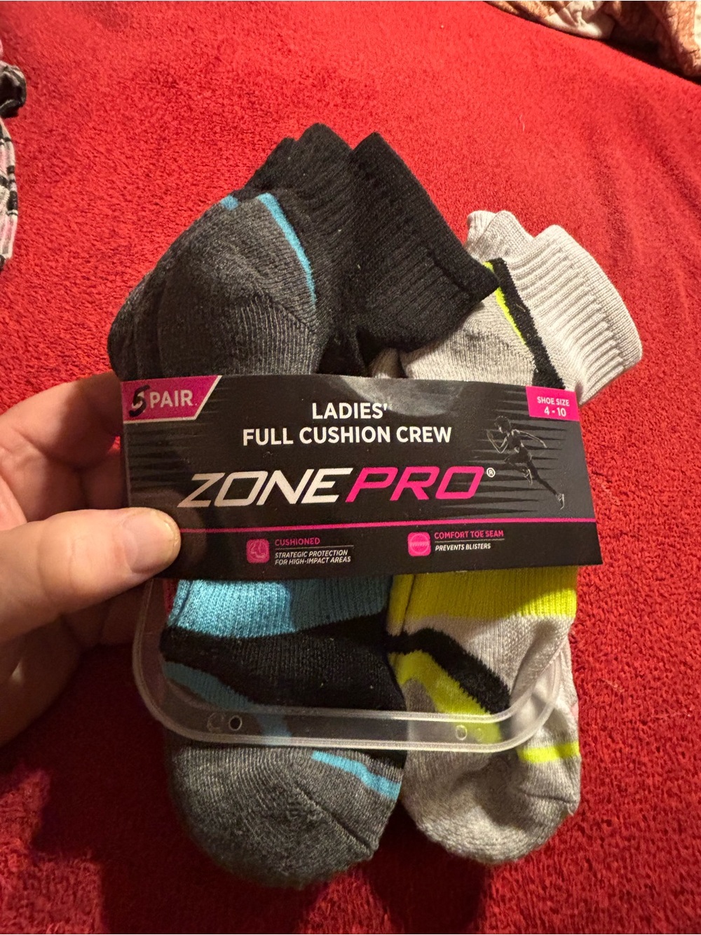 Zone Pro Ladies' Full Cushion Crew Socks variety (5 Pair) shoe size 4-10 new